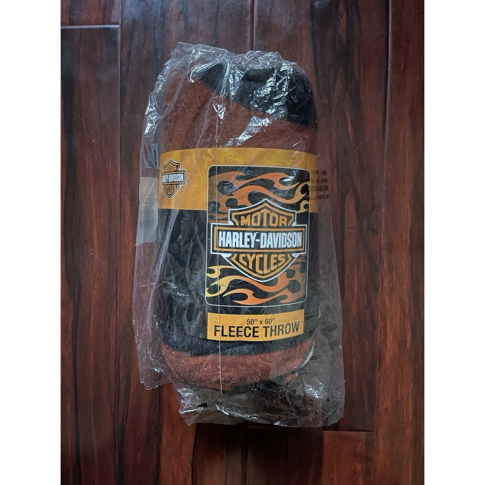 Harley Davidson Fleece Throw Blanket 50" X 60" 'Flame' Pattern BRAND NEW W/ TAGS